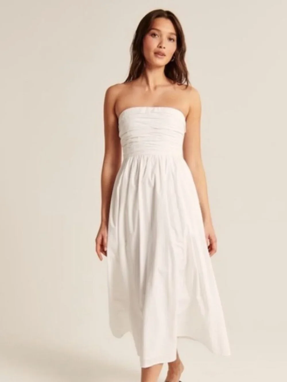 White Abercrombie Maxi Dress Poplin Sz Medium